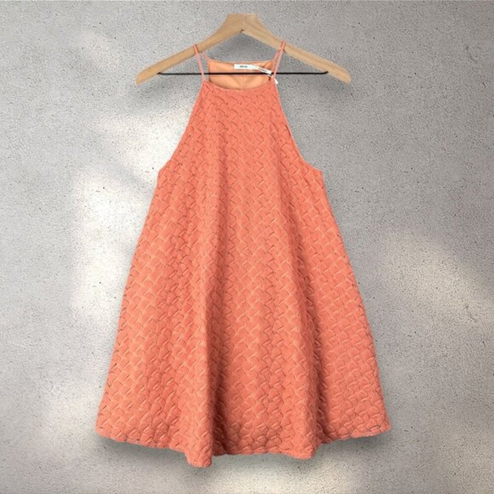 Kimchi Blue Swing Mini Dress Women’s S Orange Halter Lace Y2K Chic Soft Festival